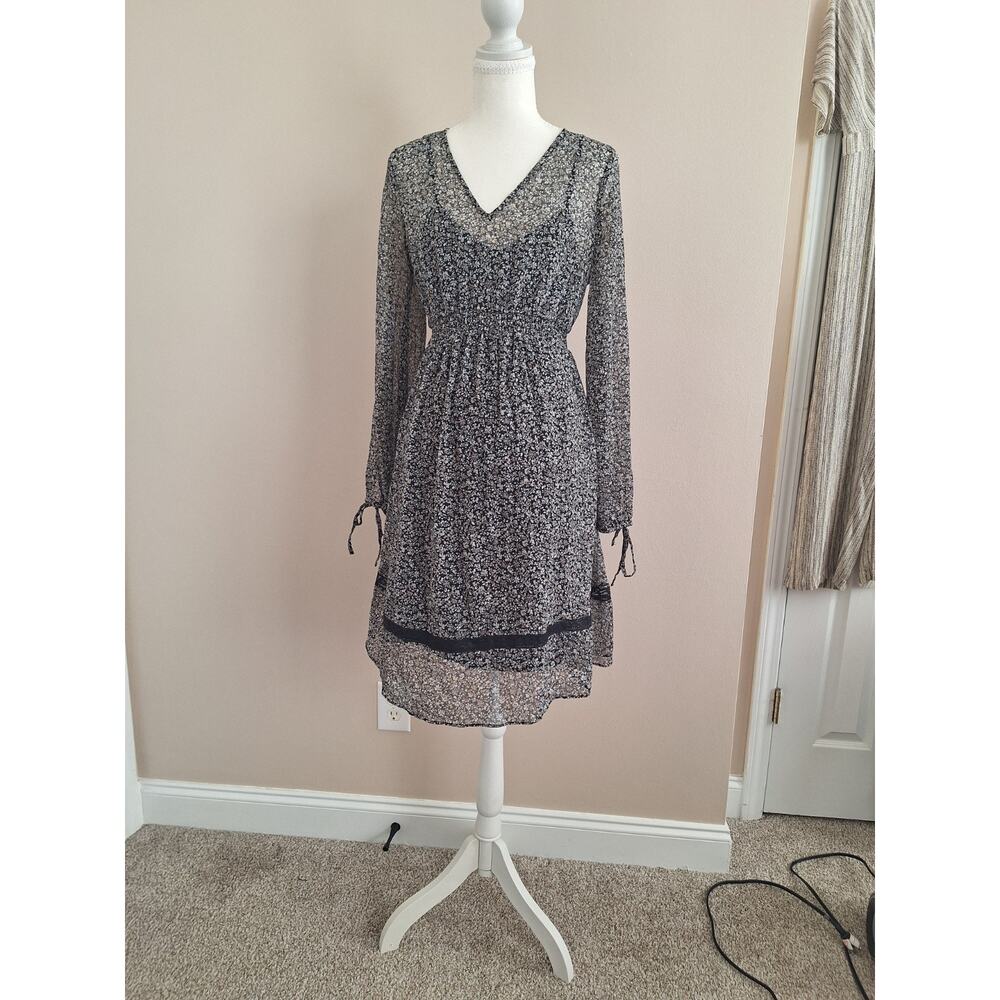 Motherhood Maternity Dress Sz S Lined Tiny Floral Print BoHo Cottagecore Peasant